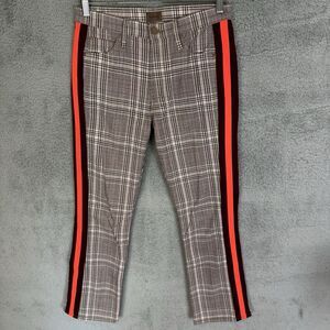 MOTHER The Insider Ankle Pants Women Size‎ 26 Plum Pink Plaid Tux Stripe